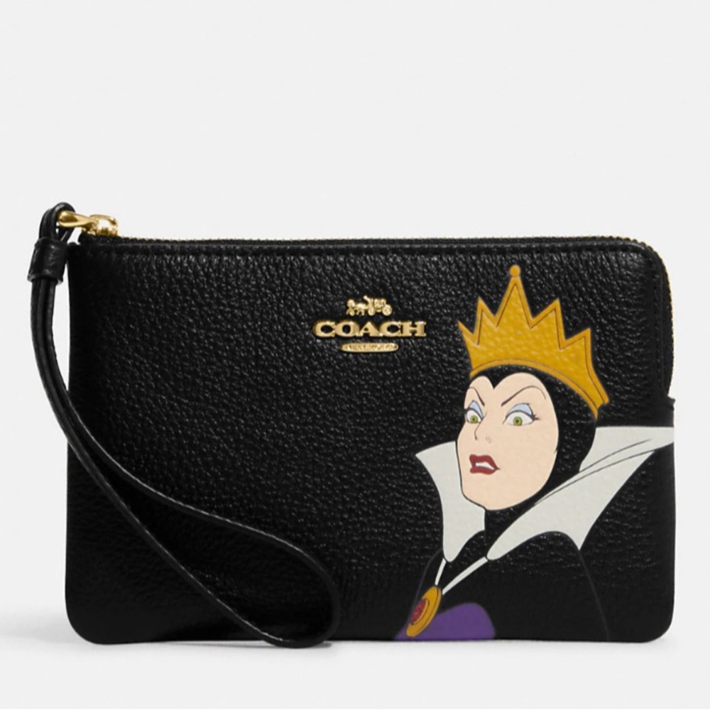 Disney X Coach Corner Zip Wristlet With Evil Queen